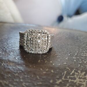 Authentic 925 Sterling Silver Baguette Diamond Ring